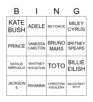 KARAOKE Bingo Card