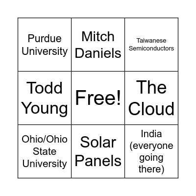 Professor Daniels Bingo Card