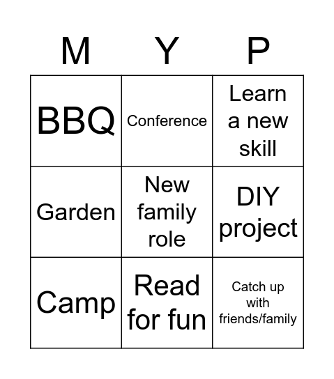 MYP Breakout Bingo Card