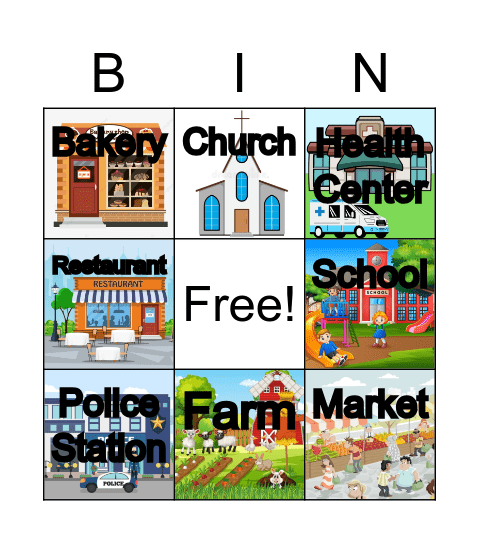 Places in town Bingo Card