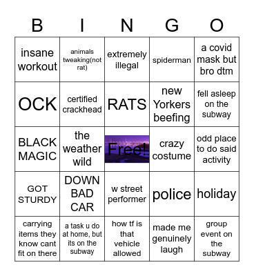 insane new yorkers Bingo Card