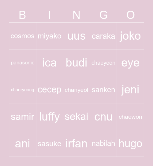 👁👃👁 Bingo Card
