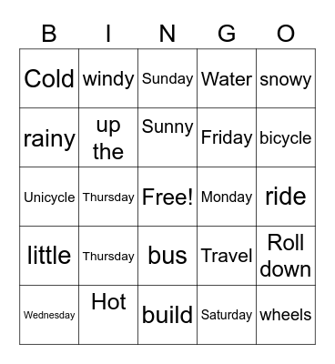 Wonderful Water Bingo Card