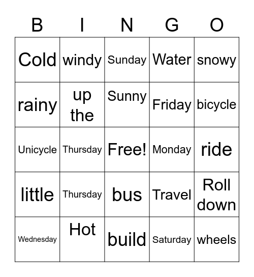 Wonderful Water Bingo Card