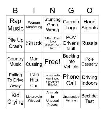 Idiots In Cars Bingo 💥🚗 Bingo Card