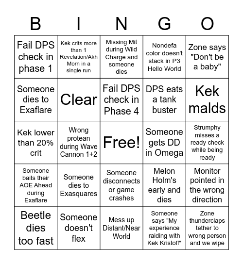 Kek's TOP Bingo Card
