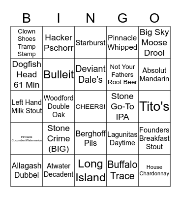 Drink Bingo! *Attach your Receipts!  Bingo Card