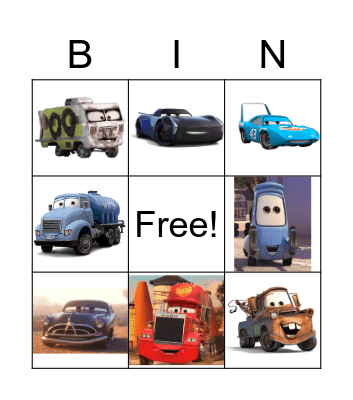 Cars Bingo Card