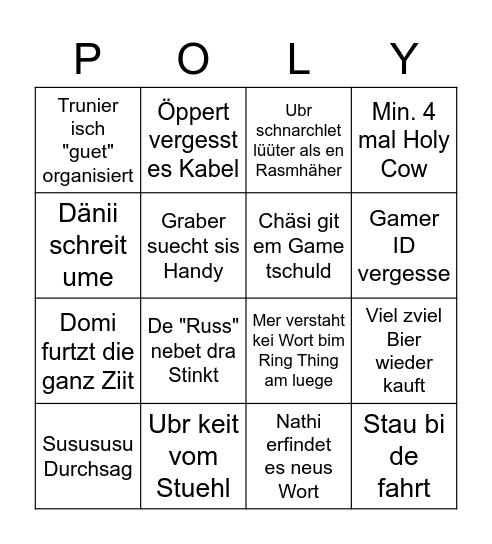 Polylan Bingo Card