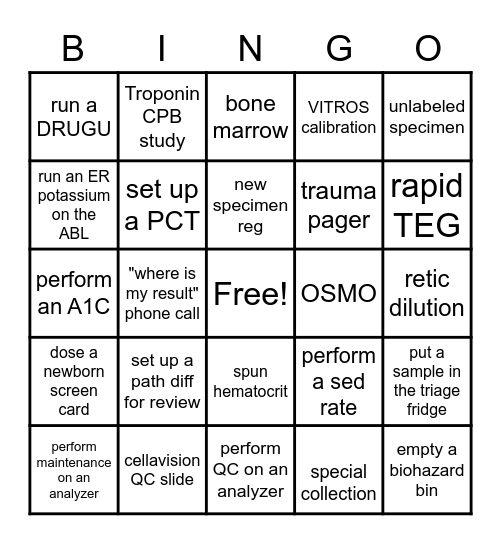 LAB WEEK BINGO Card