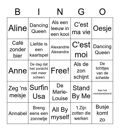 Muziek bingo Card