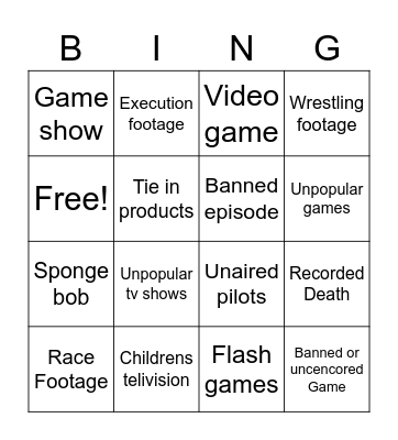 Lost media Bingo Card