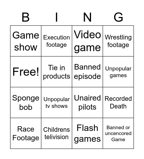 Lost media Bingo Card