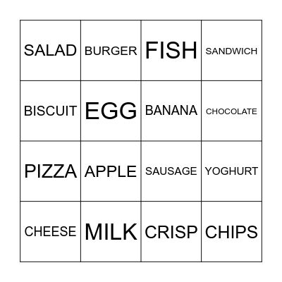 Food Bingo Card