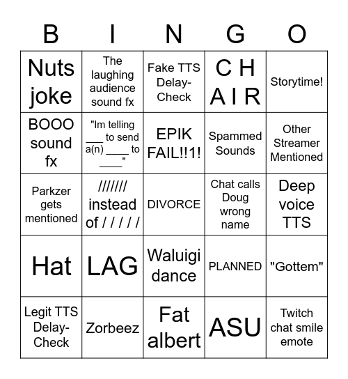 DougDoug Bingo Card