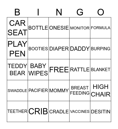 BABY SHOWER Bingo Card