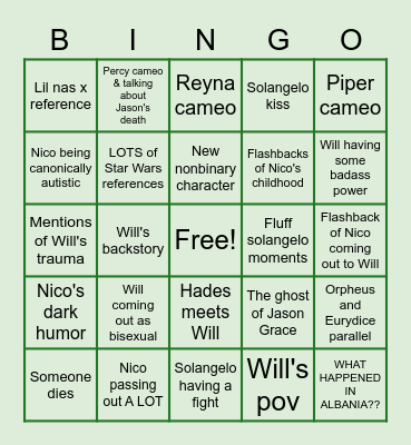 ⭐TSATS BINGO☀️ Bingo Card