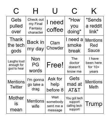 Chuck Bingo Card