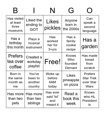 Untitled Bingo Card