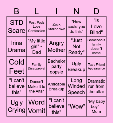 Love Is Blind - Wedding Bingo Card