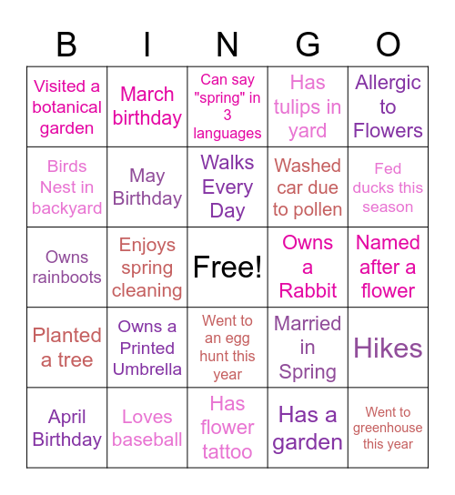 Virtual Spring Bingo Card