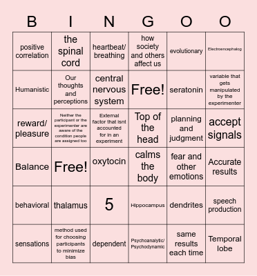 UNIT 1&2 Bingo Card