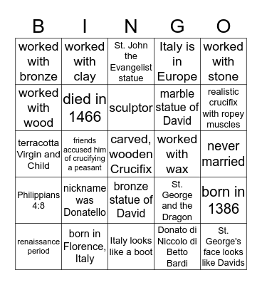 ART DOCENT BINGO Card