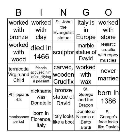 ART DOCENT BINGO Card