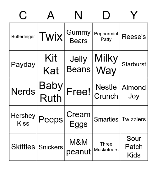 Candy Bingo Card