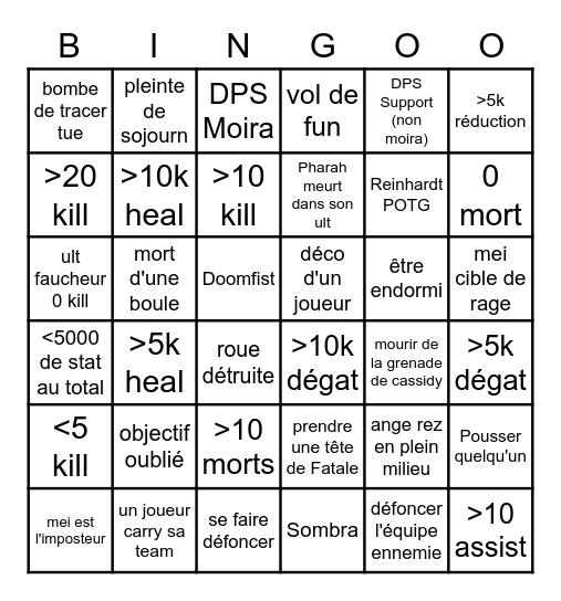 OW2 bongo Bingo Card