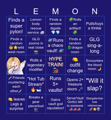 LegsyLemony Action Bingo Card