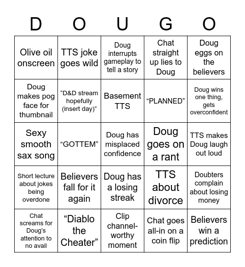 Stream Bingo Card