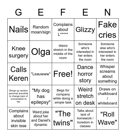 Gefingo! Bingo Card