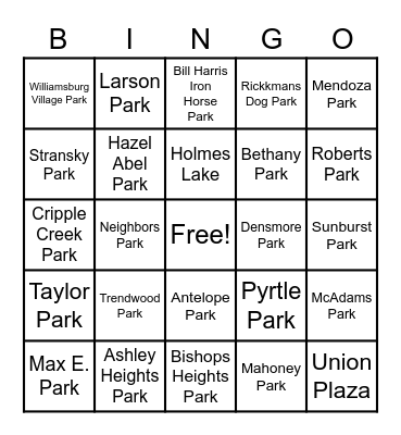 PARKS & FUN BINGO Card