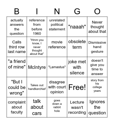 Lynch Bingo Card
