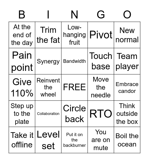 CORPORATE JARGON Bingo Card