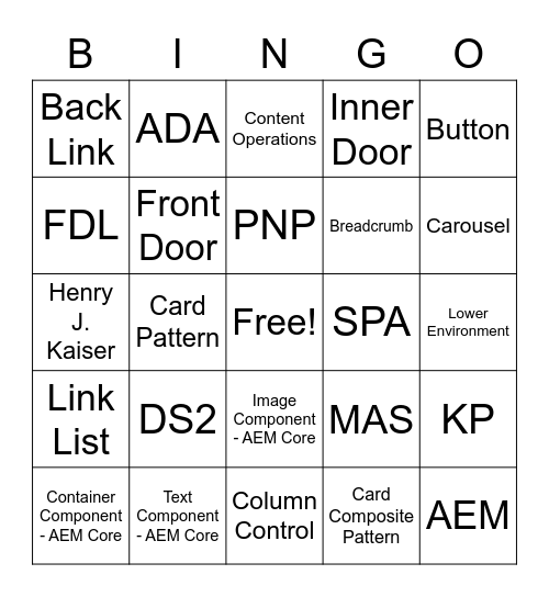 CO Playtime Bingo Card