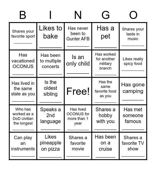CAO Icebreaker Bingo: Find Someone Who Bingo Card