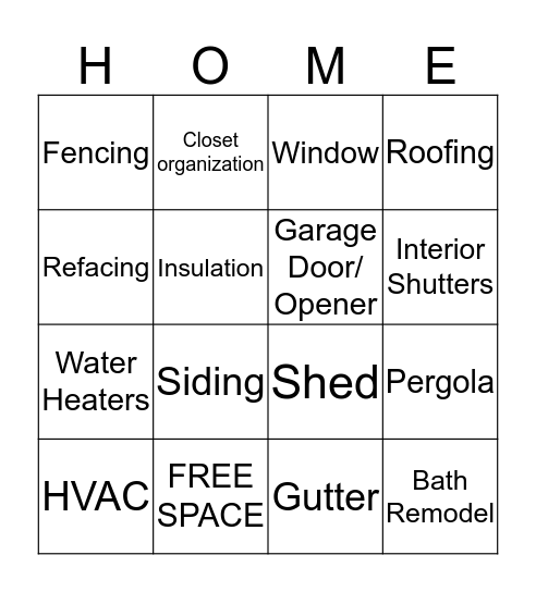 DEPOT SERVICE BINGO Card