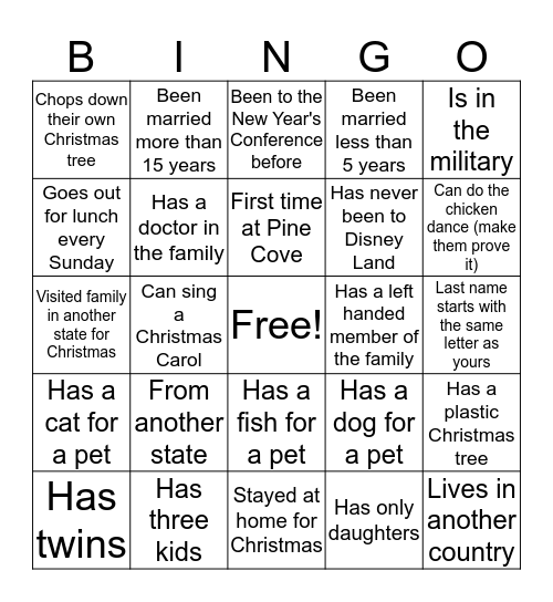 Find a family that... Bingo Card