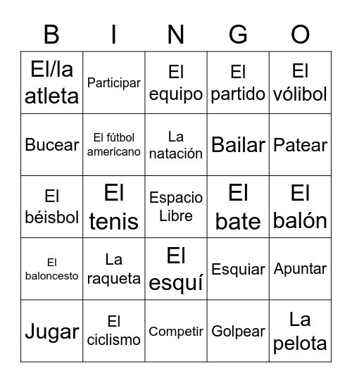 LOS DEPORTES 1 & 2 Bingo Card