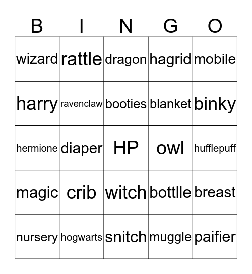 baby Bingo Card