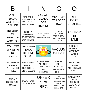 VACATION SALES BINGO Card