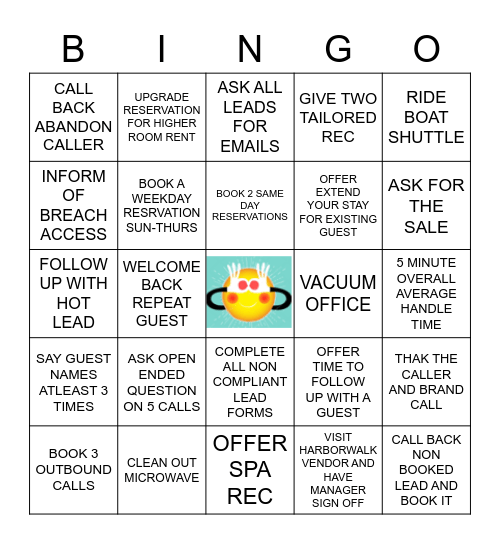 VACATION SALES BINGO Card