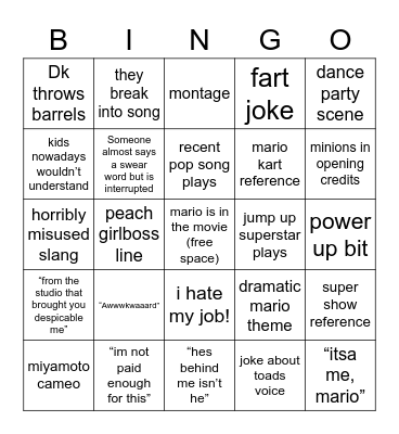 mario bingo Card