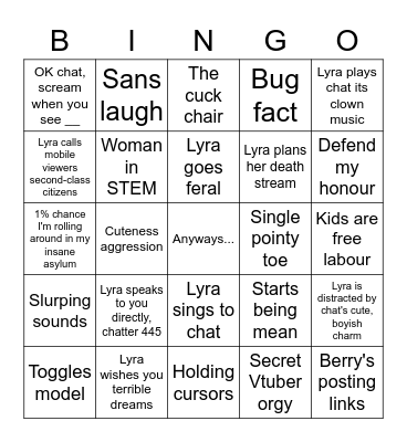 Boykisser Bingo Card
