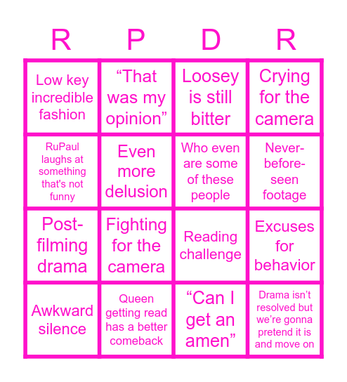 RPDR S15 E15 Bingo Card