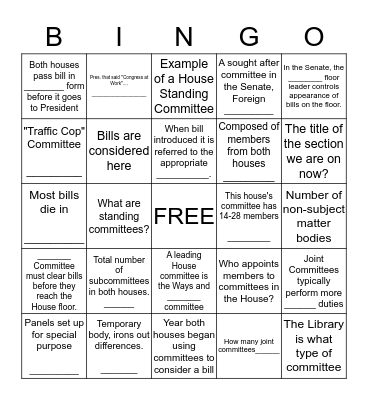 American Government  Chapter 12.2 Bingo Card