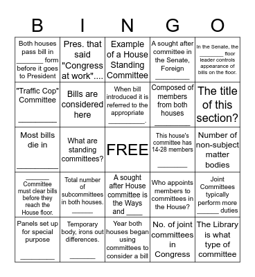 American Government  Chapter 12.2 Bingo Card