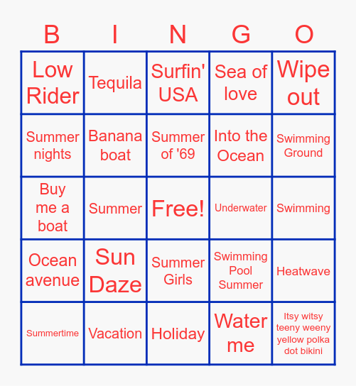 Sounds of Summer Bingo Card